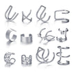 LATS Silver Color Leaves Clip Earrings for Women Men - Lady Vals Vanity
