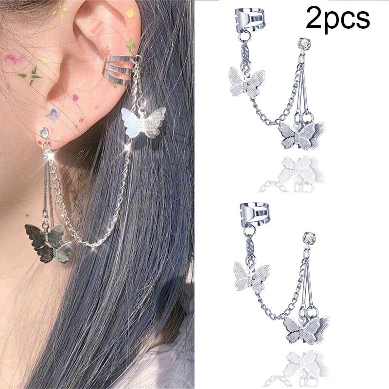 LATS Silver Color Leaves Clip Earrings for Women Men - Lady Vals Vanity