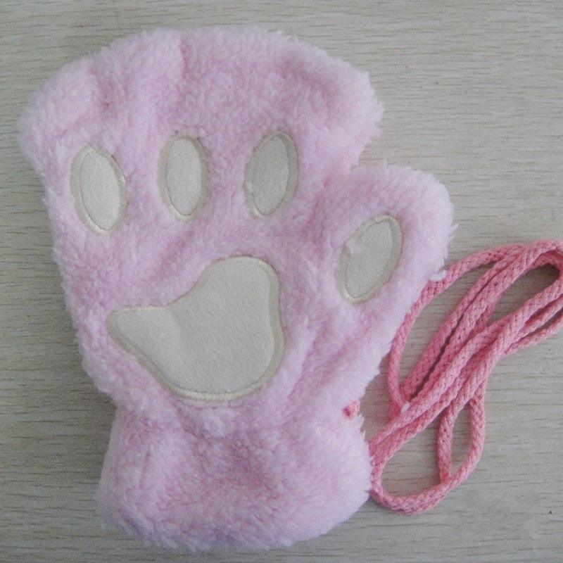 Fashion Girls Lovely Cat Claw Paw Plush Mittens - Lady Vals Vanity