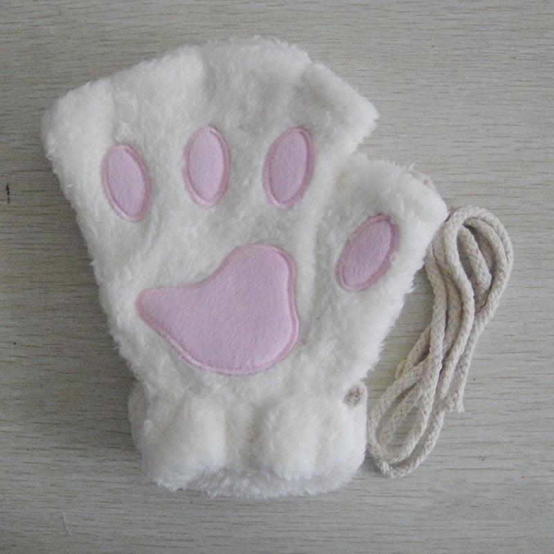 Fashion Girls Lovely Cat Claw Paw Plush Mittens - Lady Vals Vanity