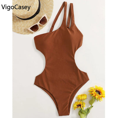 VigorCasey 2023 Solid One Shoulder Swimwear - "I'M PERKY" Boutique