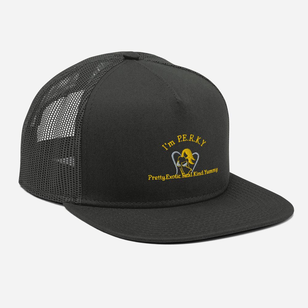 I'm P.E.R.K.Y. Yellow Letters Mesh Cap - Lady Vals Vanity