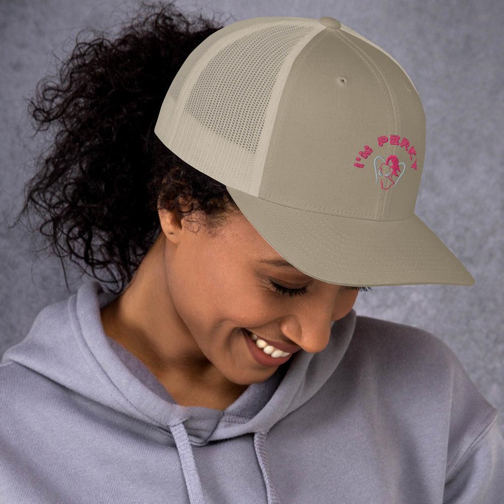 I'm Perky Pink Letters - Trucker Cap - Lady Vals Vanity