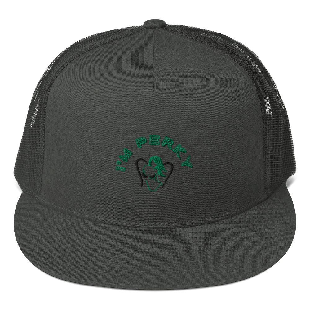 I'm Perky Green Letters - Trucker Cap - Lady Vals Vanity