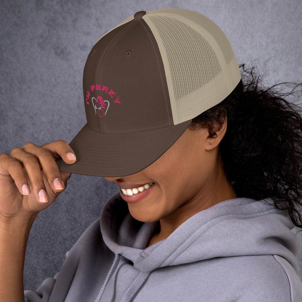 I'm Perky Pink Letters - Trucker Cap - Lady Vals Vanity