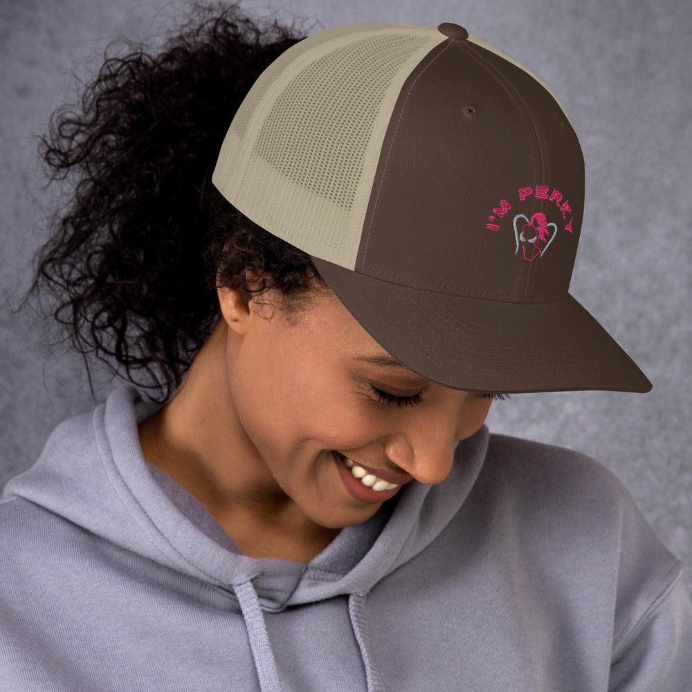 I'm Perky Pink Letters - Trucker Cap - Lady Vals Vanity