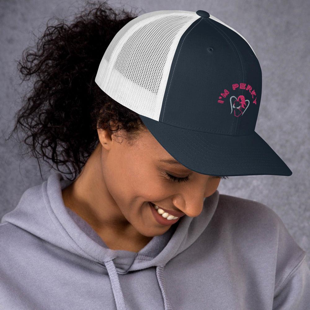 I'm Perky Pink Letters - Trucker Cap - Lady Vals Vanity