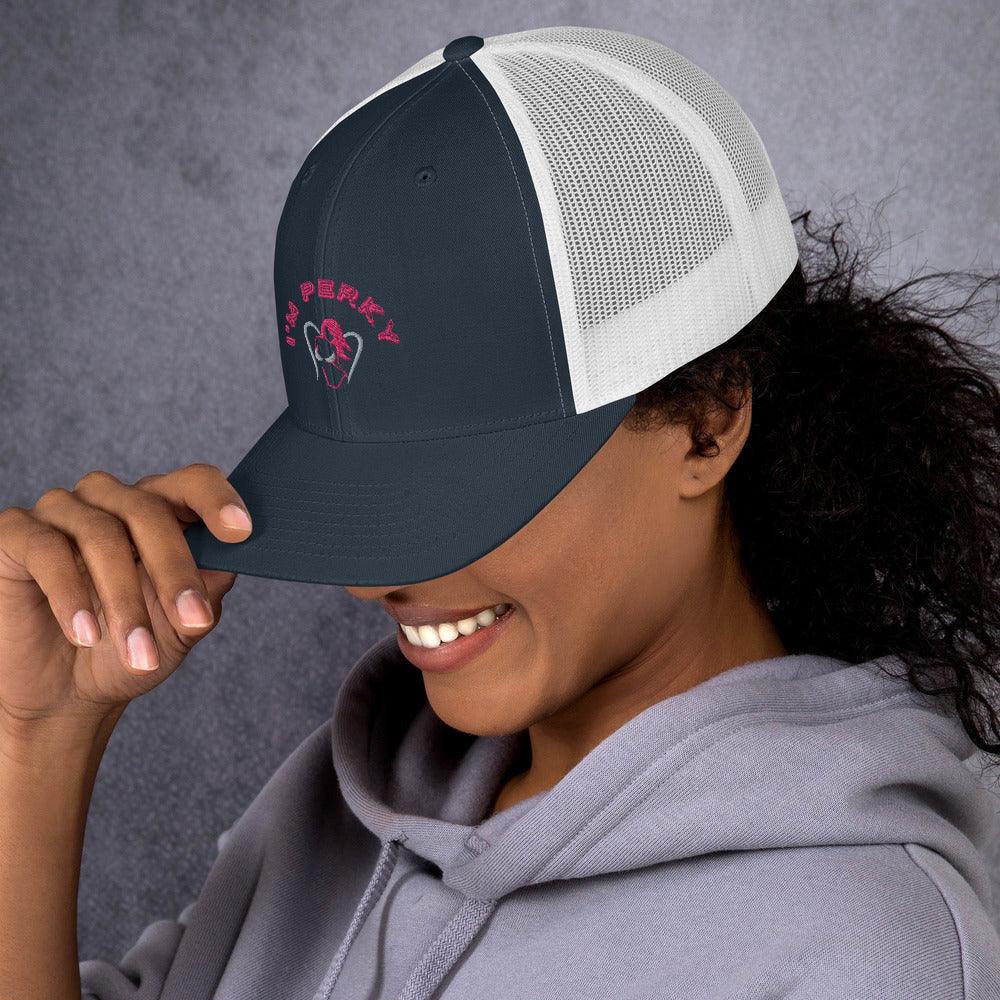 I'm Perky Pink Letters - Trucker Cap - Lady Vals Vanity