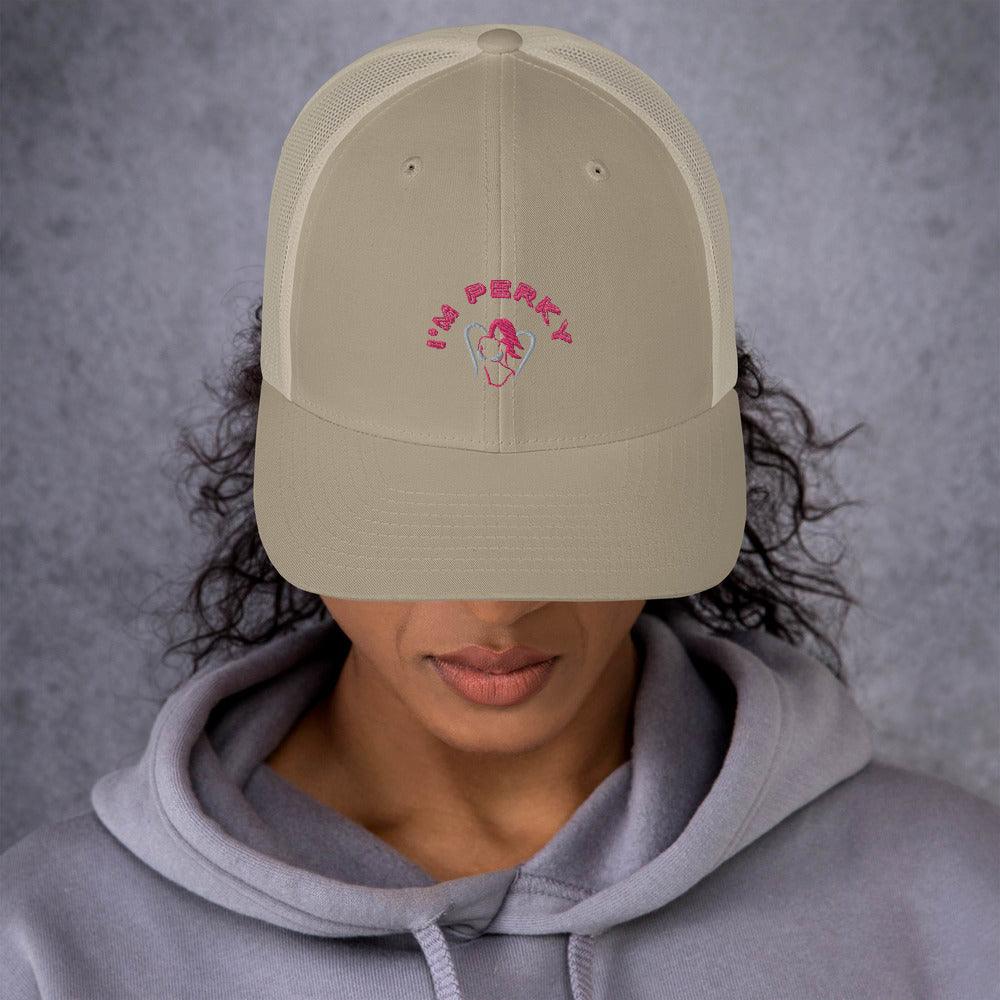 I'm Perky Pink Letters - Trucker Cap - Lady Vals Vanity