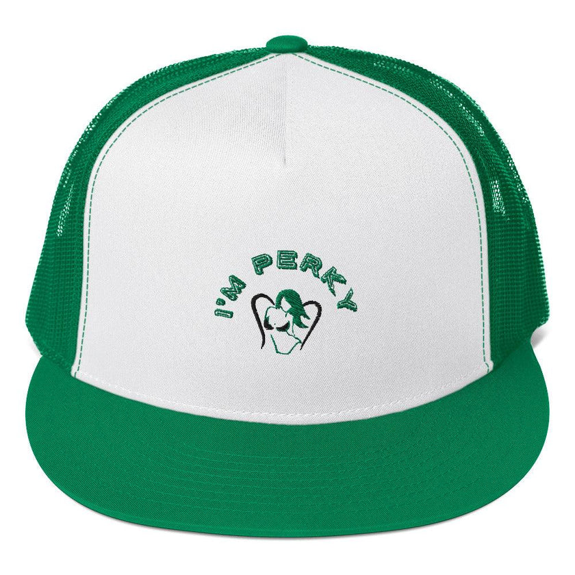 I'm Perky Green Letters - Trucker Cap - Lady Vals Vanity