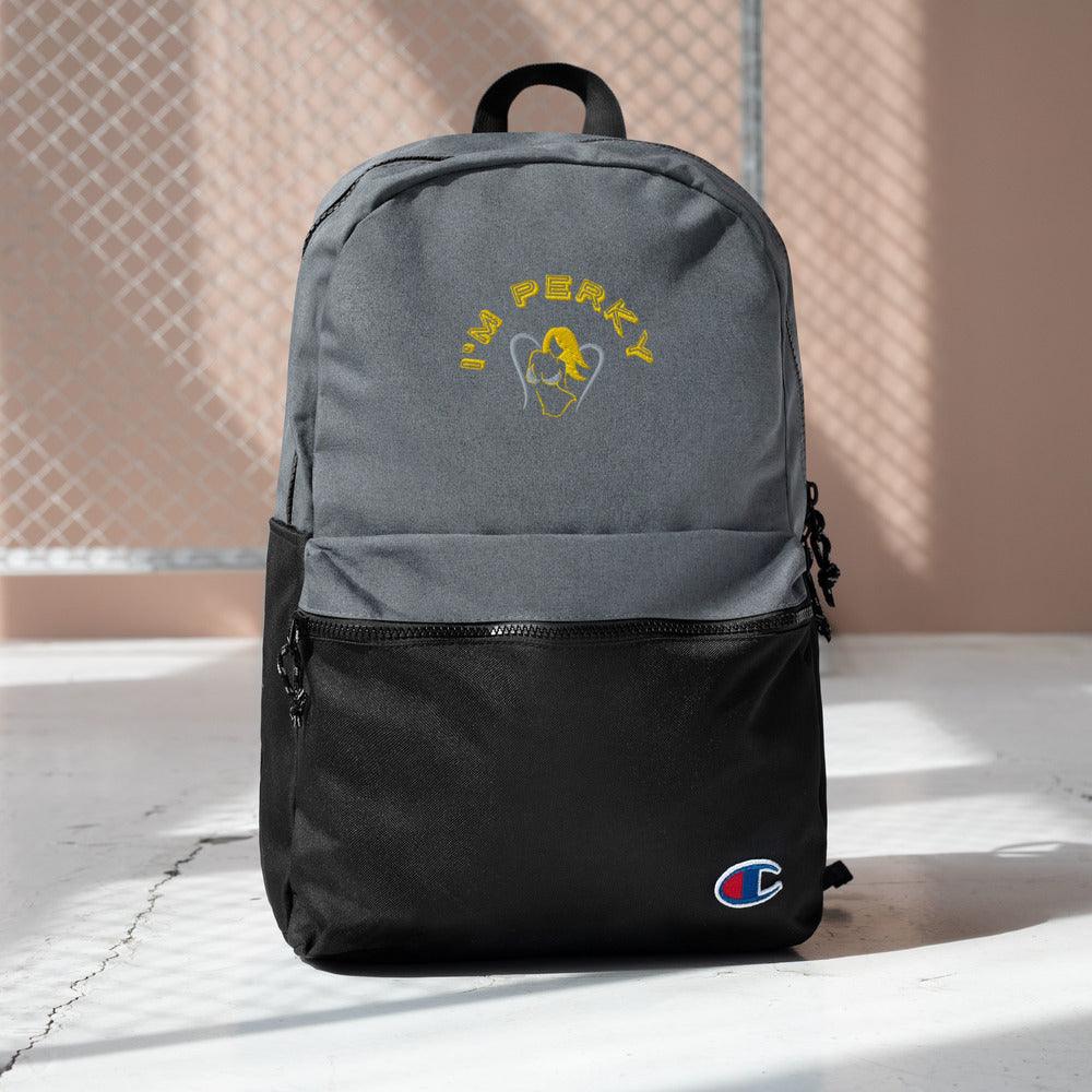 I'm Perky Embroidered Champion Backpack - Lady Vals Vanity