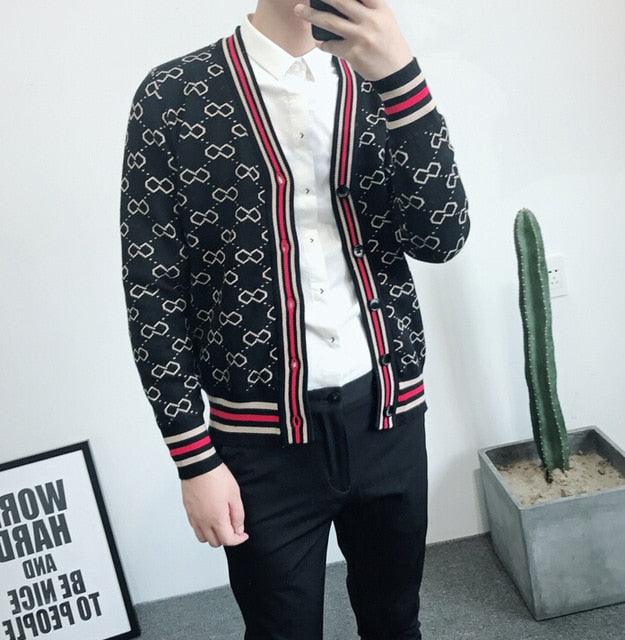 Autumn and Winter Men's Jacket V-neck Knitted Men's fashion trend Simple - Lady Vals Vanity