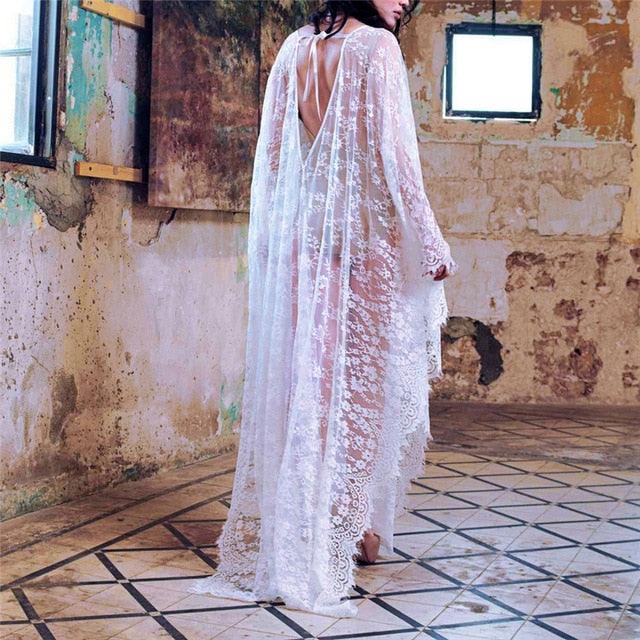 2021 Lace Chiffon Kimono Beach Bikini Cover Up - Lady Vals Vanity