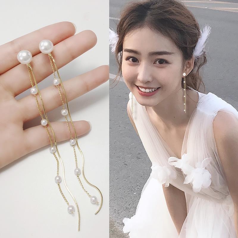 Gold Color Bar Long Thread Tassel Drop Earrings - Lady Vals Vanity