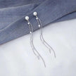 Gold Color Bar Long Thread Tassel Drop Earrings - Lady Vals Vanity