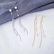 Gold Color Bar Long Thread Tassel Drop Earrings - Lady Vals Vanity