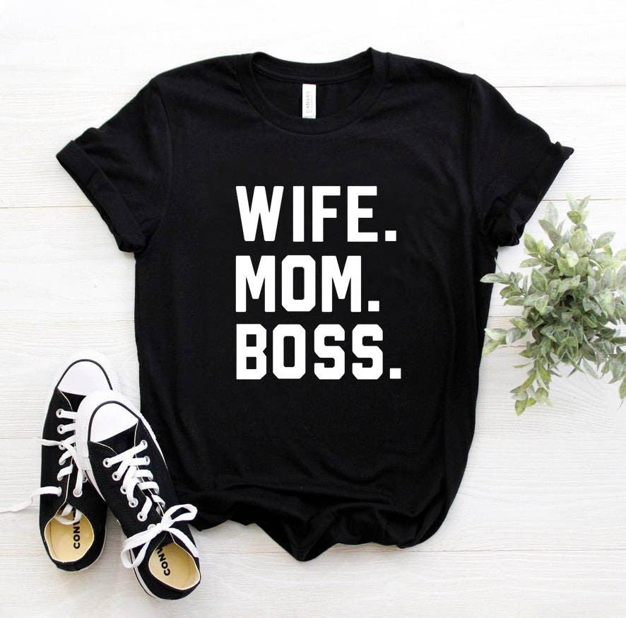 WIFE MOM BOSS Letters Print Women T-shirt - 