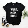 WIFE MOM BOSS Letters Print Women T-shirt - 