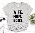 WIFE MOM BOSS Letters Print Women T-shirt - 