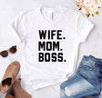 WIFE MOM BOSS Letters Print Women T-shirt - 