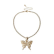 Big Butterfly Pendant Necklace Rhinestone Bling Tennis - Lady Vals Vanity