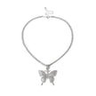 Big Butterfly Pendant Necklace Rhinestone Bling Tennis - Lady Vals Vanity