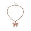 Big Butterfly Pendant Necklace Rhinestone Bling Tennis - Lady Vals Vanity