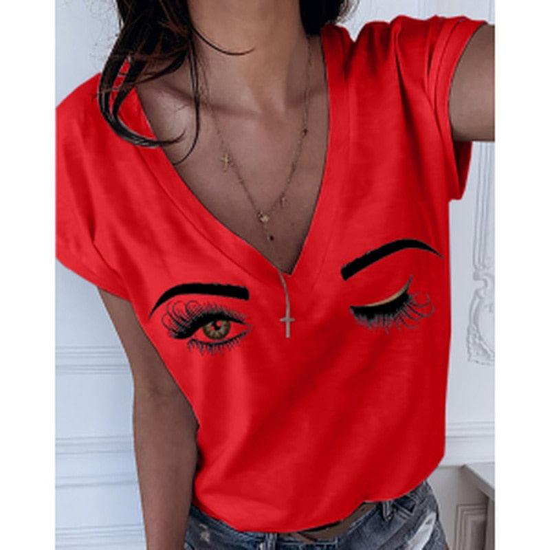 2021 Summer Eyebrows Eyes Deep V-neck - Lady Vals Vanity