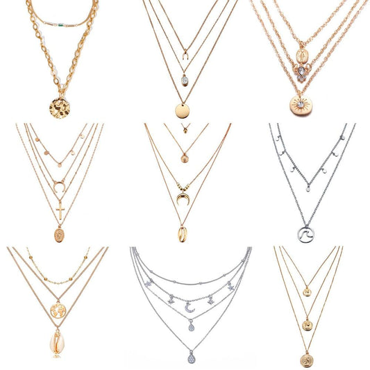 17KM Multilayer Crystal Moon Necklaces & Pendants - Lady Vals Vanity