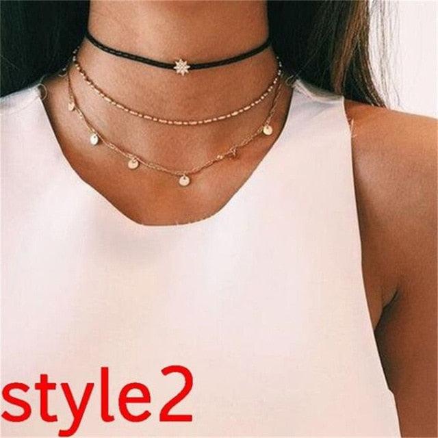 17KM Multilayer Crystal Moon Necklaces & Pendants - Lady Vals Vanity