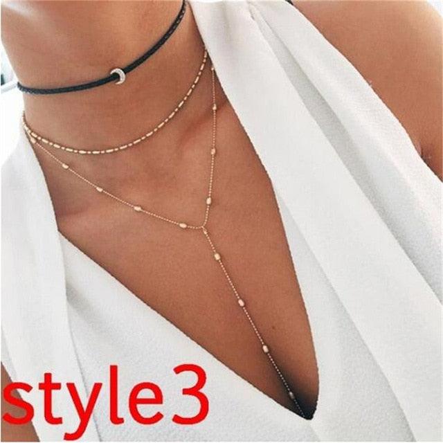 17KM Multilayer Crystal Moon Necklaces & Pendants - Lady Vals Vanity