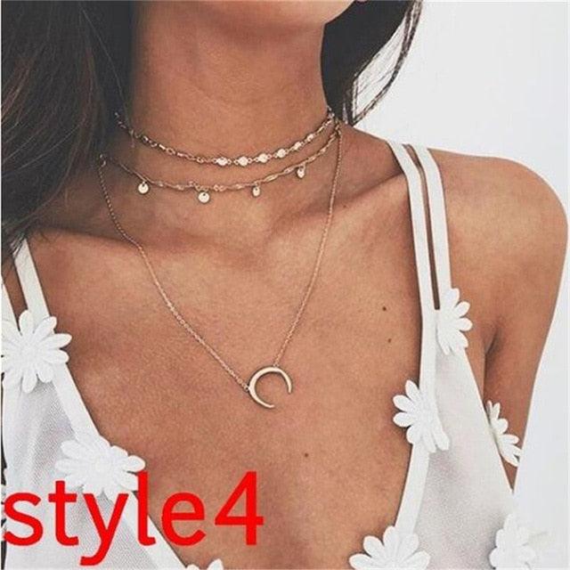 17KM Multilayer Crystal Moon Necklaces & Pendants - Lady Vals Vanity