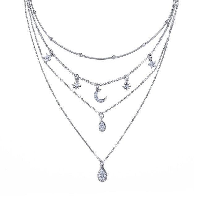 17KM Multilayer Crystal Moon Necklaces & Pendants - Lady Vals Vanity