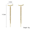 Gold Color Bar Long Thread Tassel Drop Earrings - Lady Vals Vanity