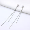 Gold Color Bar Long Thread Tassel Drop Earrings - Lady Vals Vanity