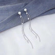 Gold Color Bar Long Thread Tassel Drop Earrings - Lady Vals Vanity