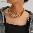 SHIXIN Punk Chunky Chain Mosaic Crystal Choker Necklace for Women - 