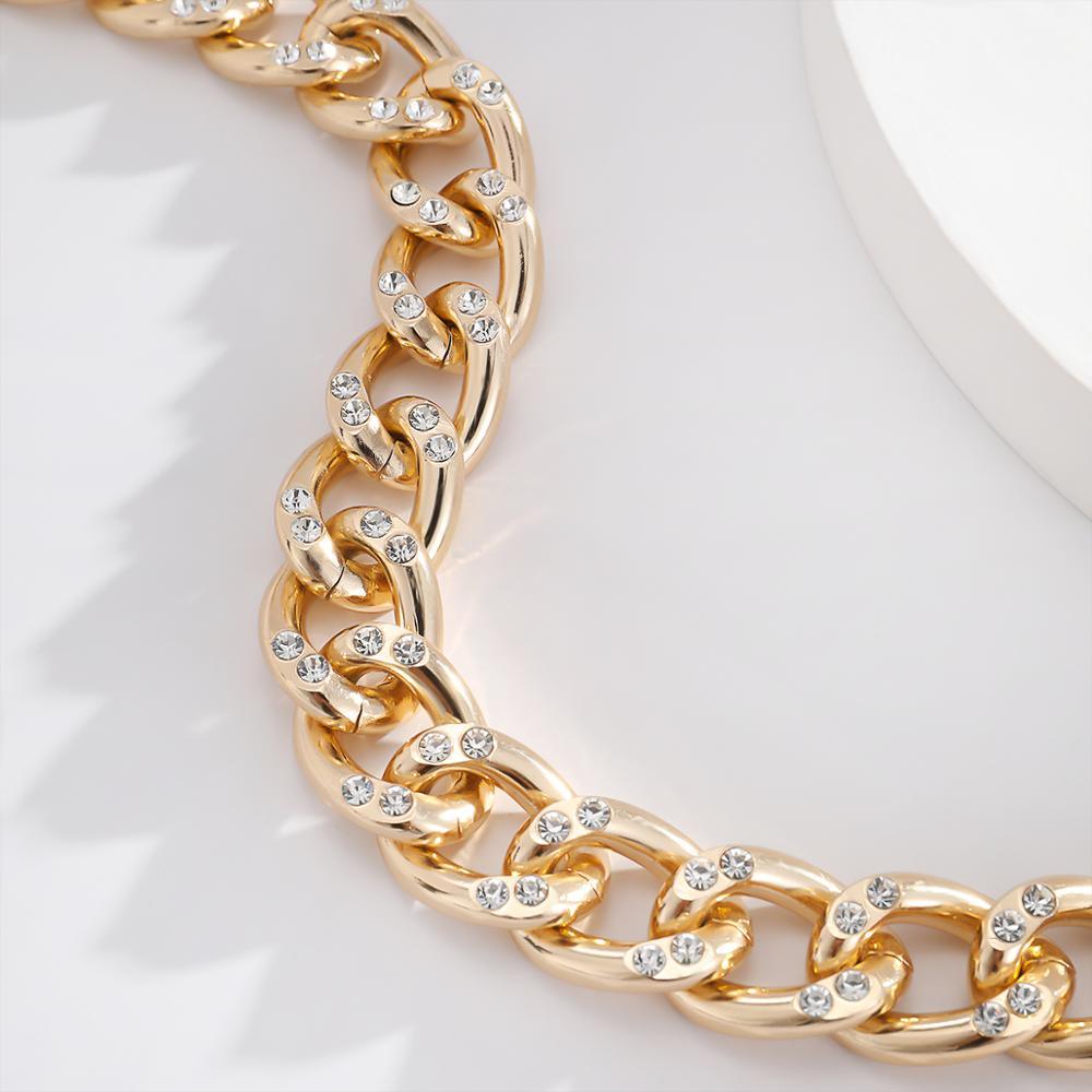SHIXIN Punk Chunky Chain Mosaic Crystal Choker Necklace for Women - 