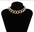 SHIXIN Punk Chunky Chain Mosaic Crystal Choker Necklace for Women - 