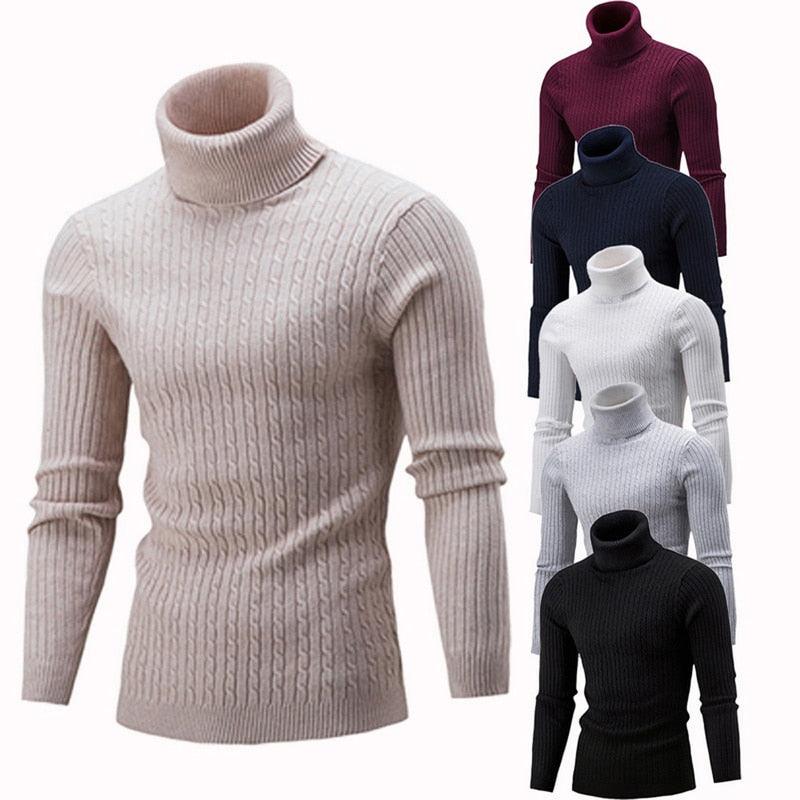 Thick Warm Sweater Men Turtleneck Sweaters Slim Fit Pullover Men Knitwear Male Double collar - "I'M PERKY" Boutique