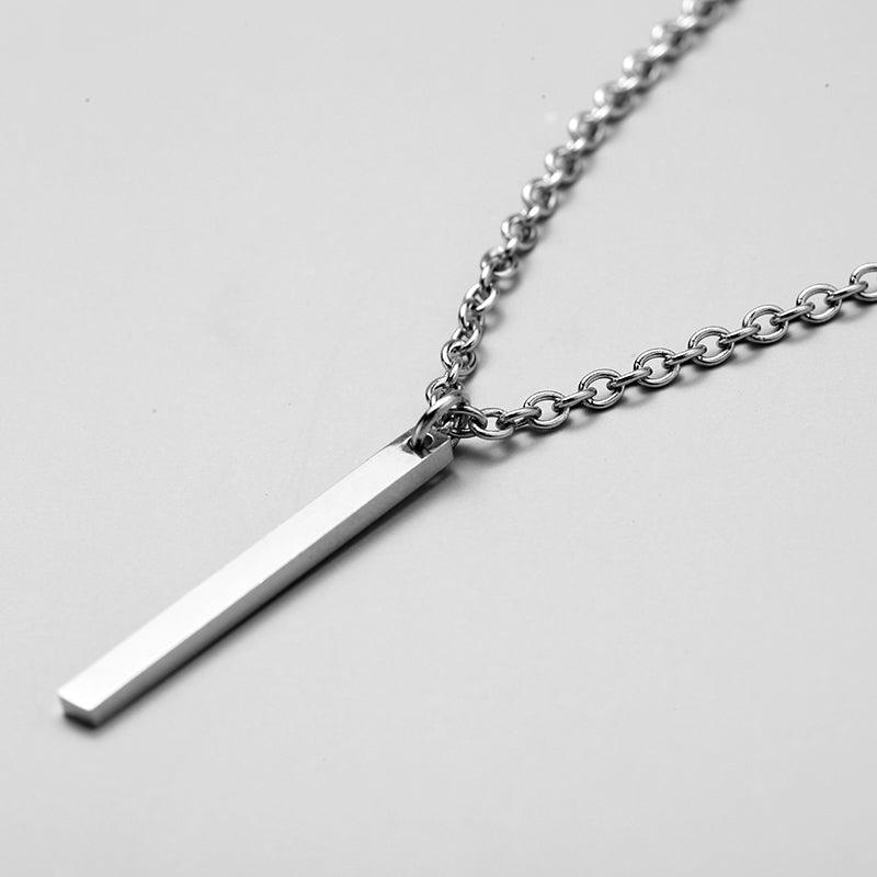 Couples / Men /Women - Simple Long Chain Rectangular Pendant Necklace - Lady Vals Vanity