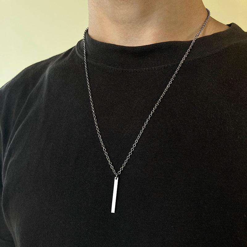 Couples / Men /Women - Simple Long Chain Rectangular Pendant Necklace - Lady Vals Vanity