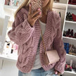 Women Elegant V Neck Warm - Knitted Casual Twist Cardigan Sweater - 