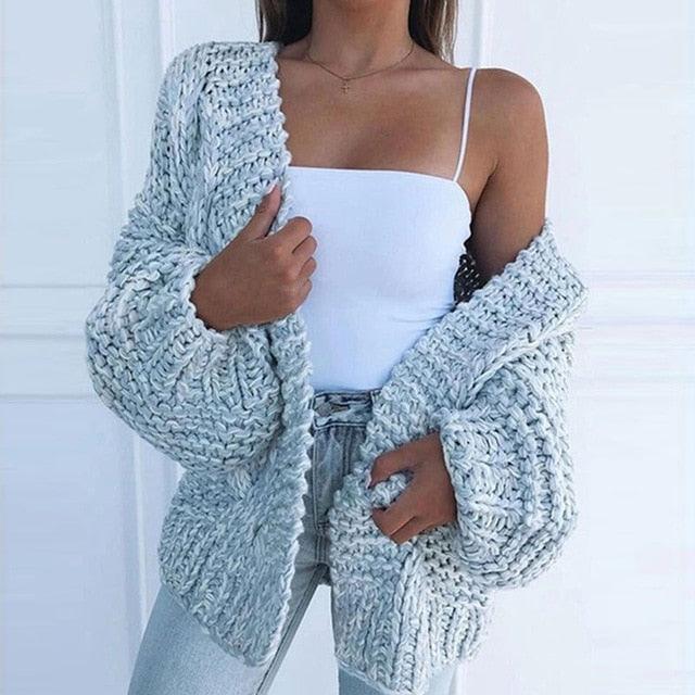 Women Elegant V Neck Warm - Knitted Casual Twist Cardigan Sweater - "I'M PERKY" Boutique