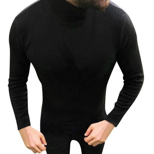 Thick Warm Sweater Men Turtleneck Sweaters Slim Fit Pullover Men Knitwear Male Double collar - 