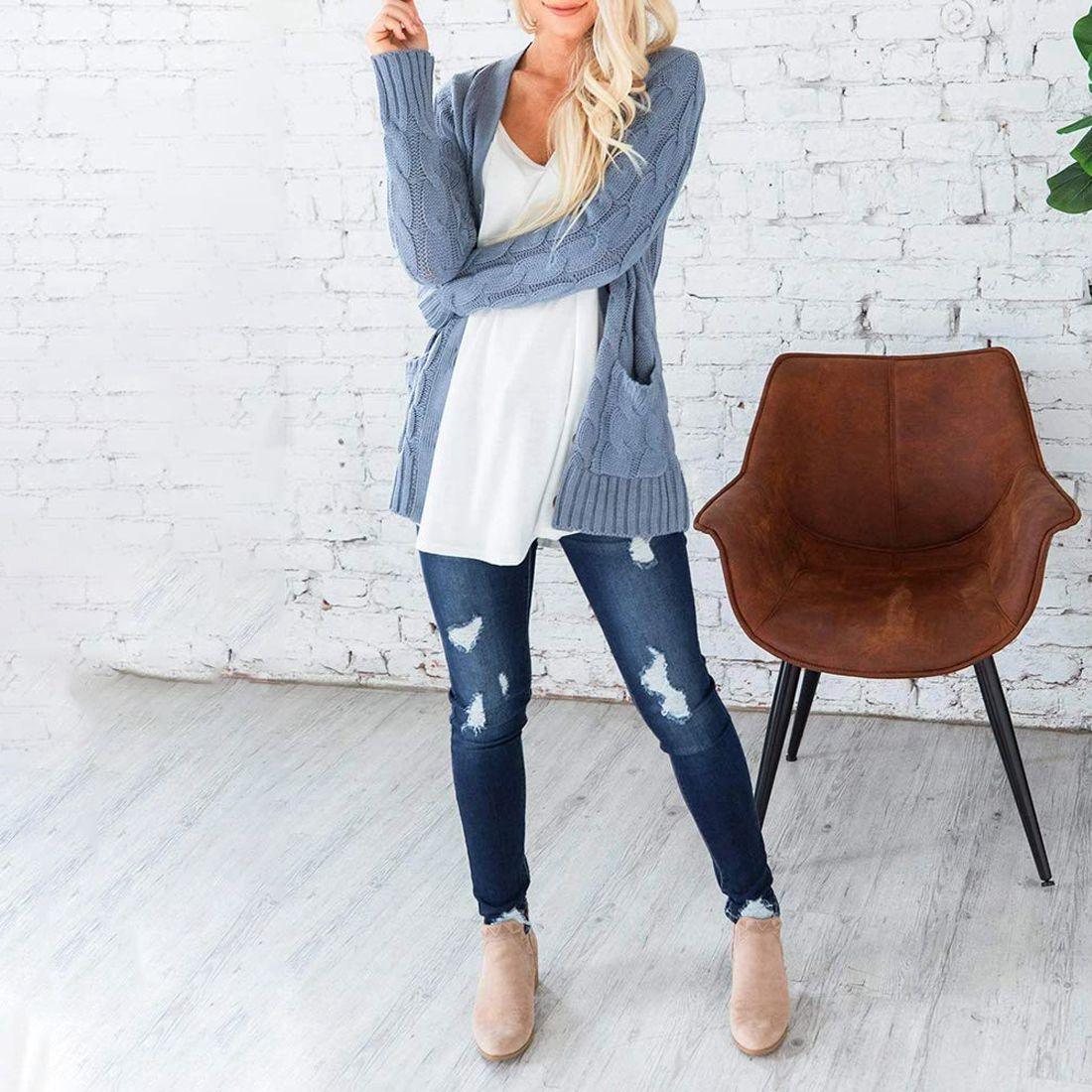 Winter Warm Candy Color Knitted Cardigan Long Sleeve Women Sweaters - 