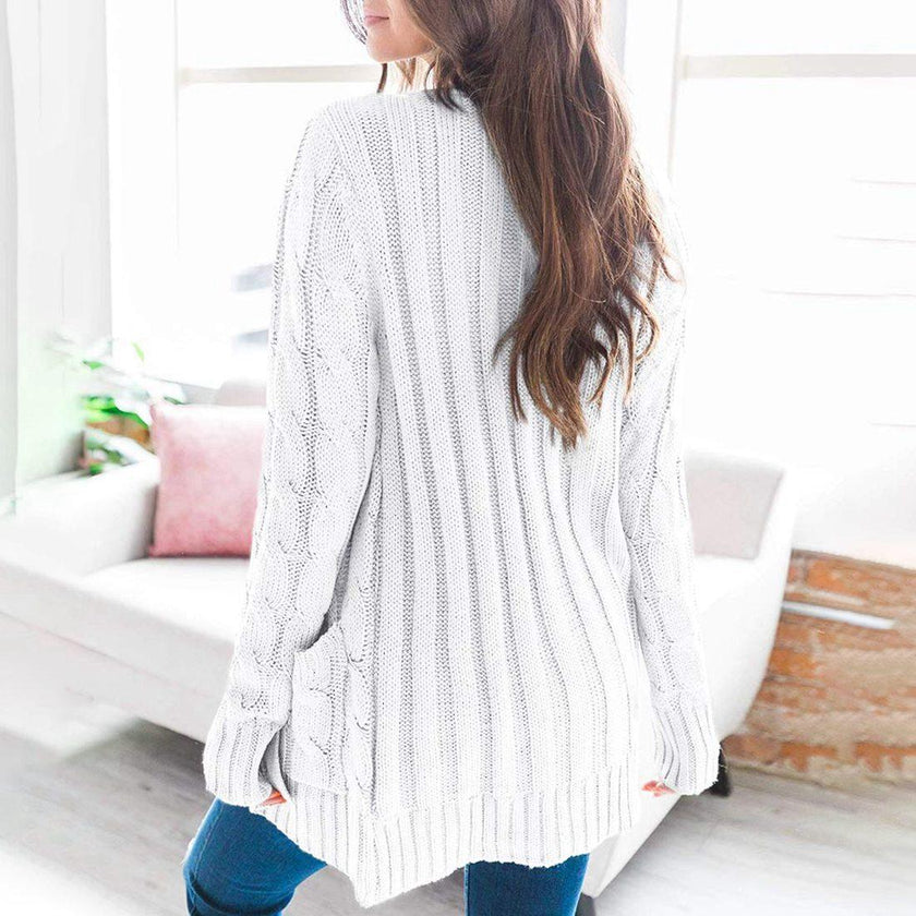 Winter Warm Candy Color Knitted Cardigan Long Sleeve Women Sweaters - 