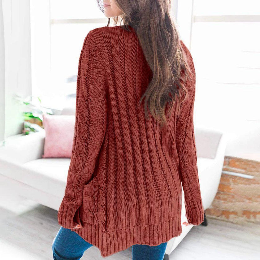 Winter Warm Candy Color Knitted Cardigan Long Sleeve Women Sweaters - 