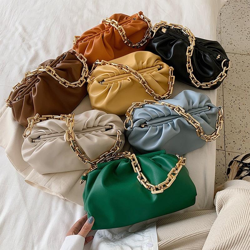 Gold Chain PU Leather Bag For Women 2020 Summer - Lady Vals Vanity