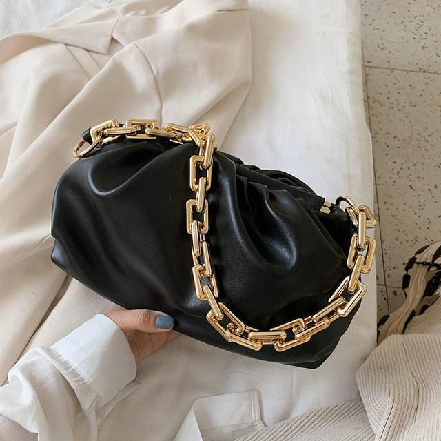 Gold Chain PU Leather Bag For Women 2020 Summer - Lady Vals Vanity